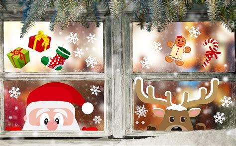 Amazon.com: 90shine 314PCS Christmas Window Clings Snowflake ...