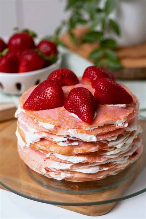 Strawberry Japanese Mille Crepe Cake - Indulge With Mimi