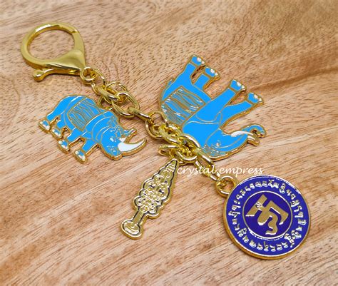 2024 Elephant & Rhinoceros with Ksitigarbha Staff Amulet Keychain ...