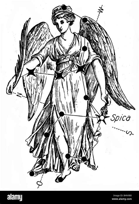 astrology, zodiac, sign of zodiac: Virgo, the Virgin, Uranographia ...