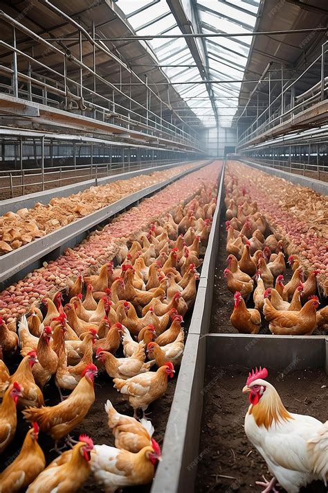 Premium Photo | A large poultry farm with chickens and roosters Meat