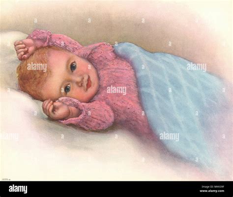Baby in Bed Stock Photo - Alamy