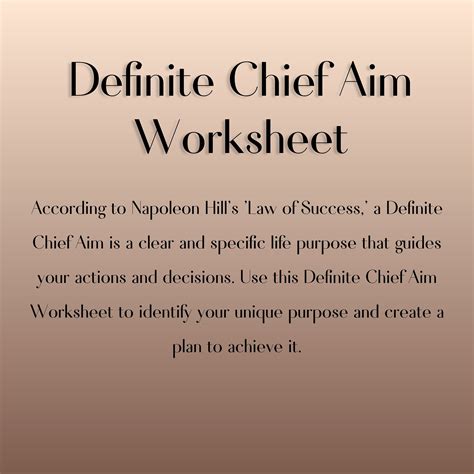 definite chief aim worksheet etsy