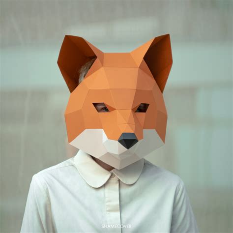 Make Fox Mask,diy Animal Head,3d Polygon Masks,instant Pdf Download