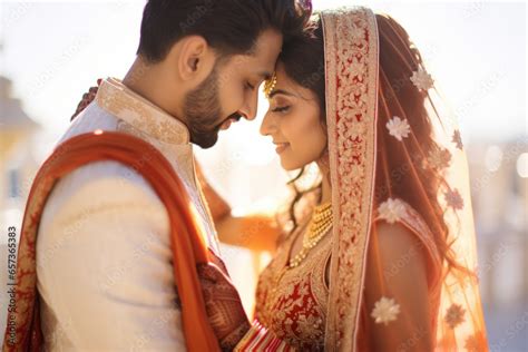Indian bride and groom at amazing hindu wedding ceremony. Details of ...