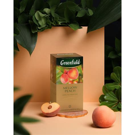 Зелен чай Mellow Peach 25 пакетчета х 2 гр. с аромат на розова праскова ...