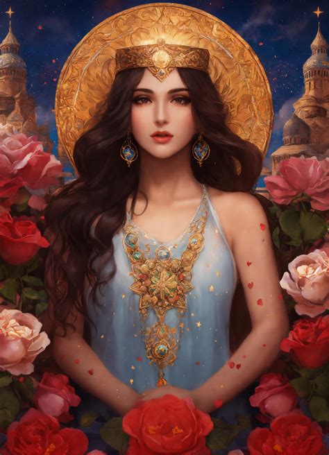 Lexica - Armenian Goddess Astlik Astłik Astghik beauty water roses star