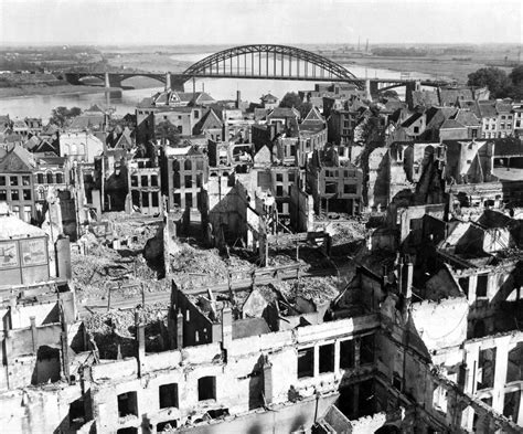 The city of Nijmegen, Holland, and the Nijmegen Bridge over the Waal ...