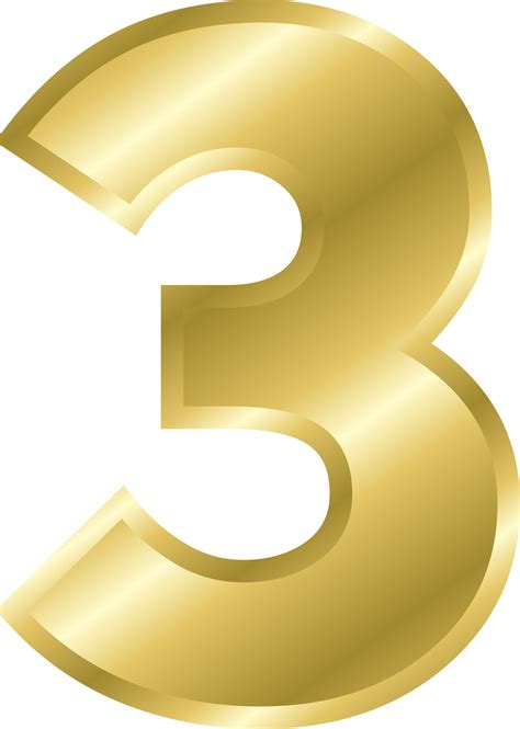 Number Three Photo Gold Number 3 Png Free Transparent Clipart Images