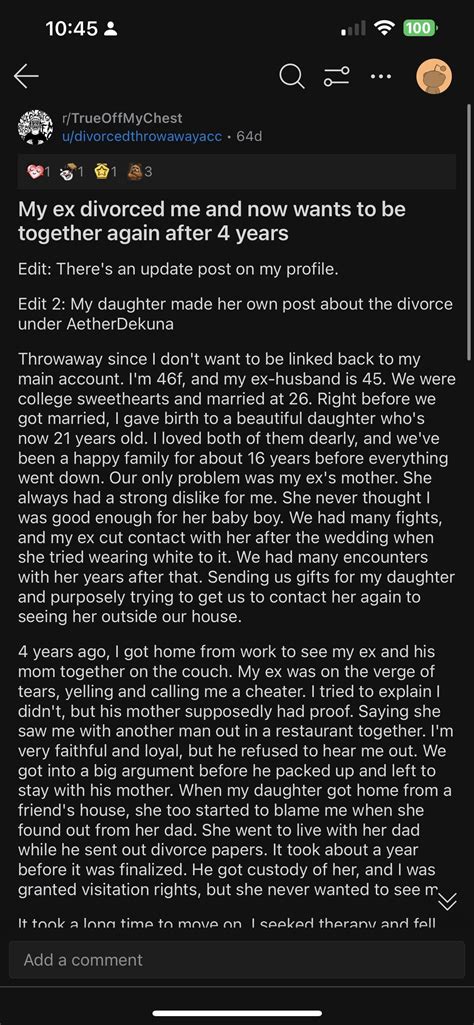 Okay so i have the mom’s POV and daughter’s POV and the mom’s update