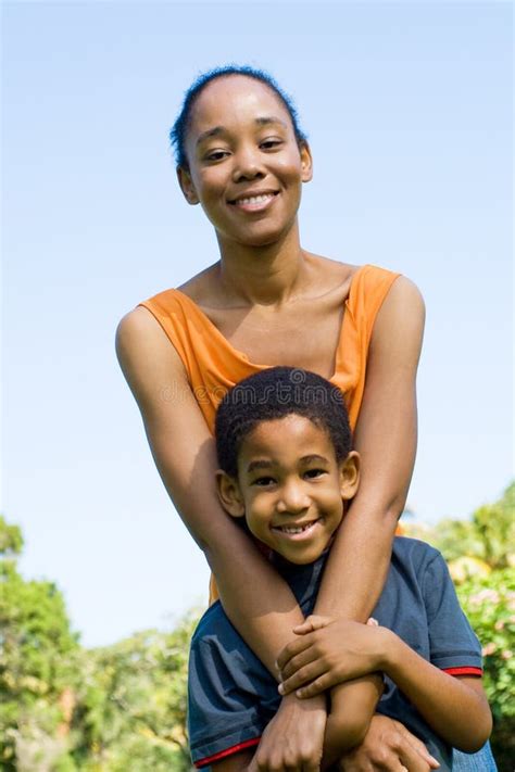 portrait  happy father  son  park stock photo image  african