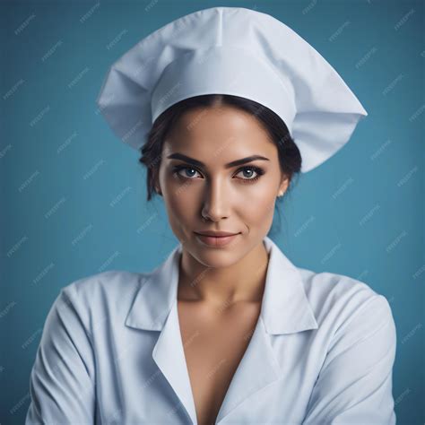 Premium Photo | Beautiful Latin nurse portrait with crossed arms blue