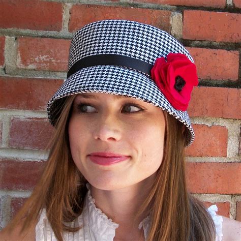 Cloche Hat Womens Hat Black and White Wool Houndstooth Hat | Etsy ...