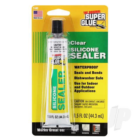 Super Glue Clear Silicone Sealer (1.5fl oz, 44.3ml) Waterproof Solvent ...