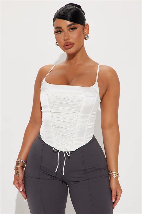 Margot Satin Corset Top - Ivory | Fashion Nova
