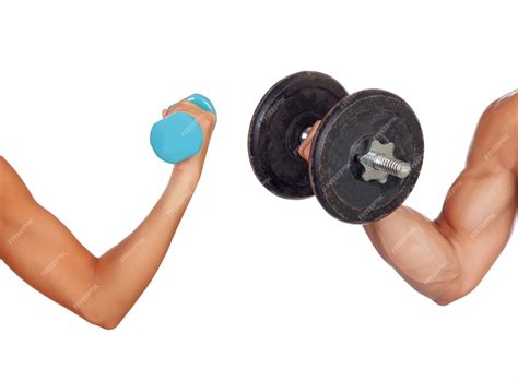 premium photo arm  man  woman lifting weights