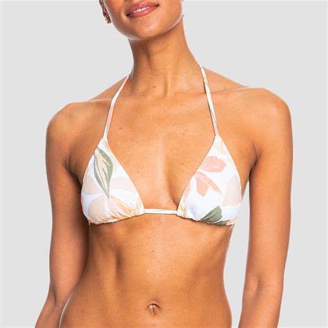 roxy beach classics tiki ti  piece bikini set bright white subtly