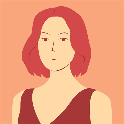 Beautiful cartoon character of red haired girl in flat illustration and ...