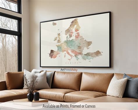 Europe Map Poster Print , Travel Map Wall Art, Personalised Gifts ...