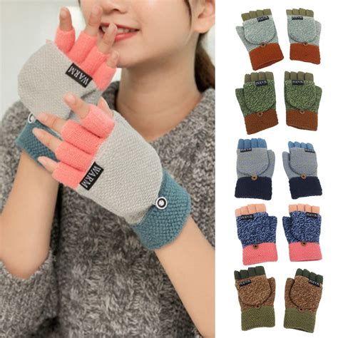 Ludlz Winter Knitted Convertible Fingerless Gloves Mittens Warm Mitten