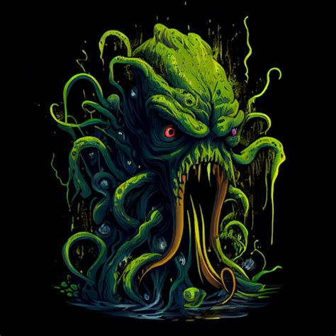 premium ai image illustration   green monster  tentacles