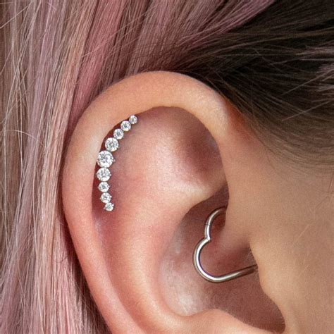 ear piercing helix stud curved cartilage stud threadless titanium