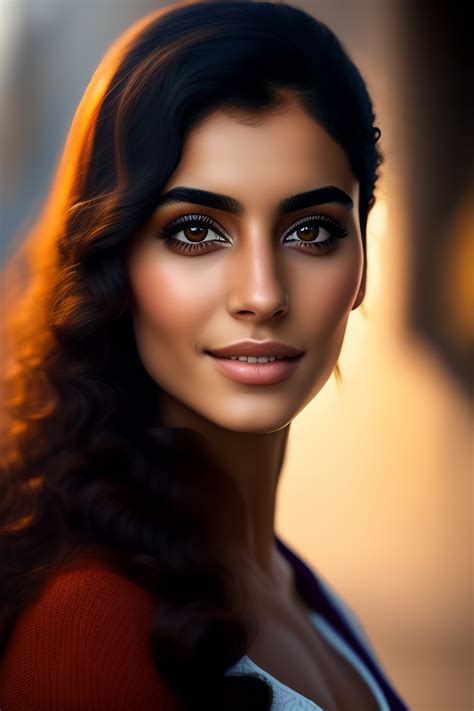 Lexica - Young middle eastern woman , pretty nose , curly hair