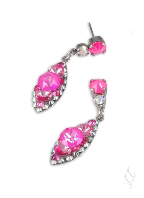 BRANDI Crystal Drop Earrings in Cerise by Stefanie Somers - Stefanie