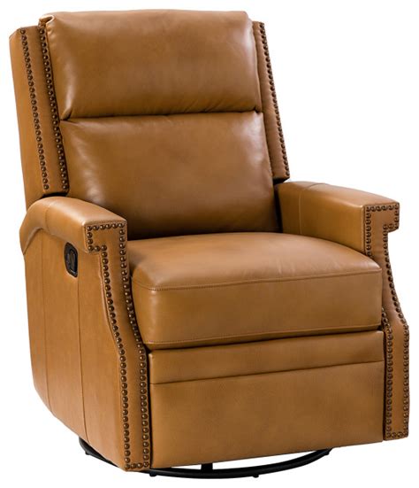 Genuine Leather Swivel Rocker Recliner - Transitional - Recliner Chairs - by Karat Home | Houzz