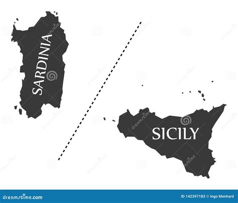 Sardinia - Sicily Region Map Italy Stock Vector - Illustration of flats ...