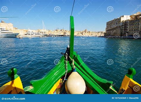 The Cruise Travel in Traditional Maltese Luzzu Boat Stock Image - Image ...