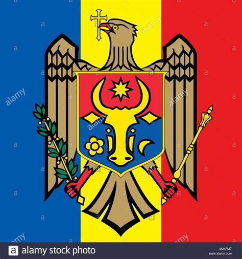 Moldova republic coat of arms and flag, symbols of the nation Stock ...