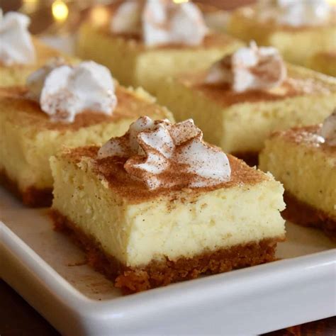 Eggnog Cheesecake Bars - This Delicious House