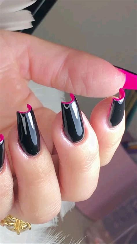 Unhas Pretas Com Rosa - unhas preto e rosa | Unhas pretas e rosas, Unhas desenhadas, Unhas bonitas
