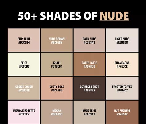 50 Shades of Nude Color (Names, HEX, RGB & CMYK Codes) | Nude color