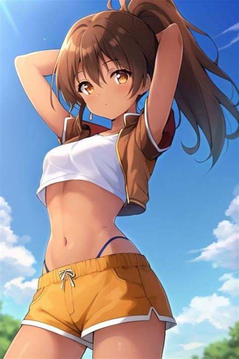 sexy anime girl  tight clothes   beach  investmentclown