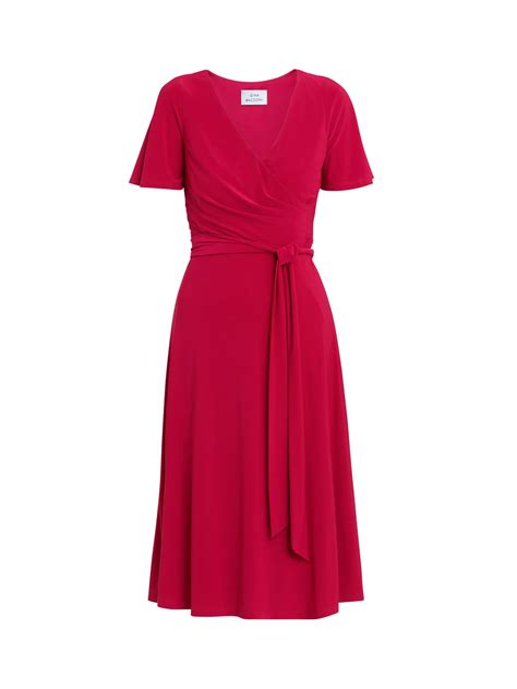Gina Bacconi Donna Wrap Effect Jersey Dress, Magenta
