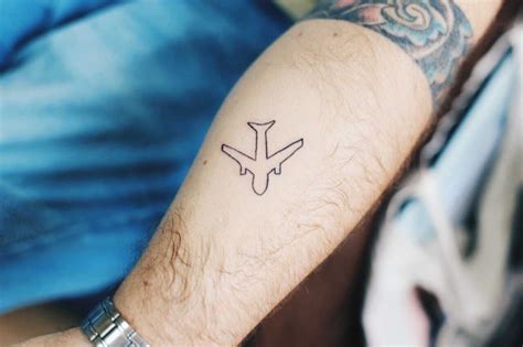 Small outline airplane tattoo on the forearm | Tattoos, Airplane ...