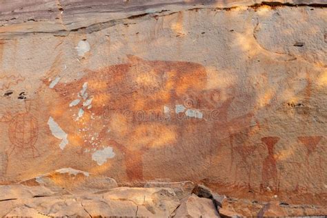 Prehistoric Drawing on a Cave Wall Stock Photo - Image of people ...