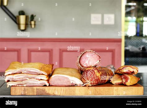 variety of butchered pork meats and cuts Stock Photo - Alamy
