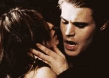 delena vampire diaries hot passionate kiss vintage gif