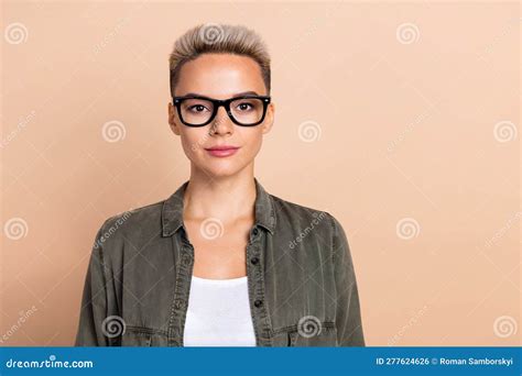 photo  focused concentrated intelligent person calm face empty space