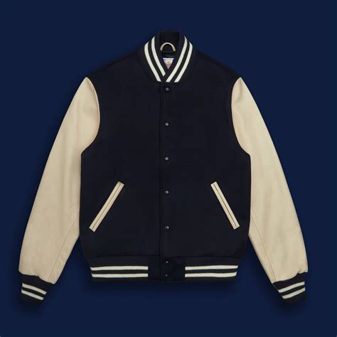 THE ALBANY - Navy Melton Wool/Stone Leather Contemporary Fit – Golden