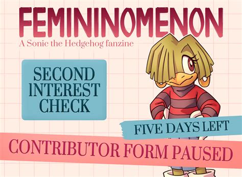 FIVE DAYS LEFT – @sonic-femininomenon-zine on Tumblr