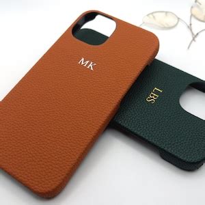 Personalized Leather iPhone Case, Custom Monogram Initial iPhone 16, 15 ...