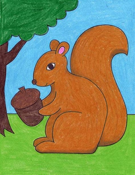 Simple How one can Draw a Squirrel Tutorial and Squirrel Coloring Web page - Artshow24