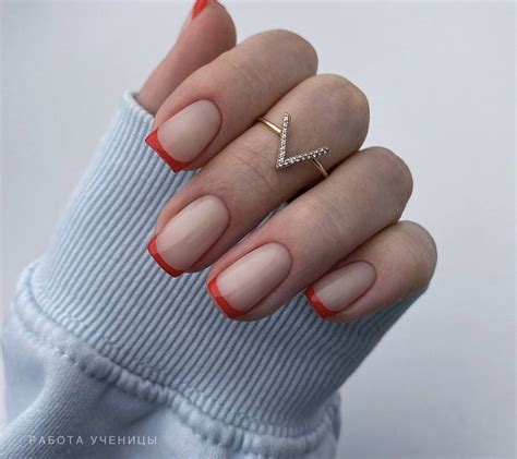 Красный френч | Kylie nails, Blush pink nails, Subtle nails