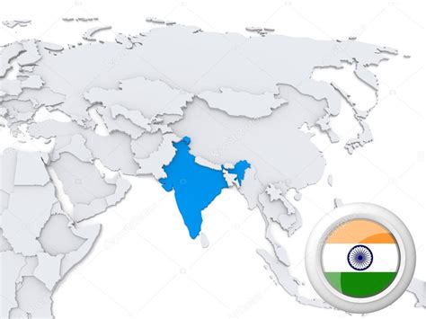 India on map of Asia — Stock Photo © kerdazz7 #31334299