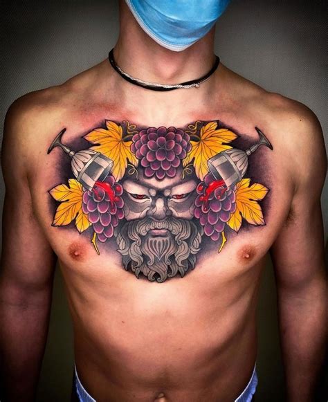 Bacchus God of Wine | Chest piece tattoos, Tattoos, Greek god tattoo