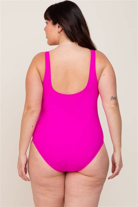 Fuchsia Ruched Plus One Piece Swimsuit – PinkBlush